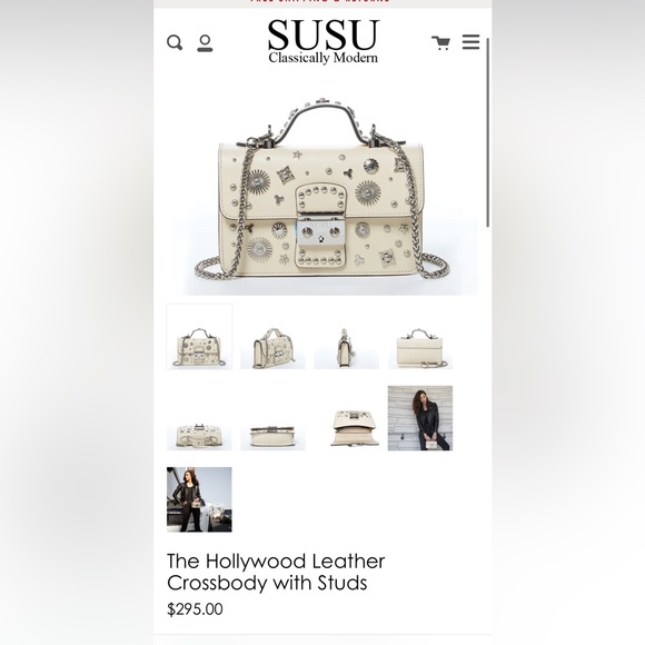 Susu Handbags - The Hollywood Leather Crossbody with Studs, off white - Picture 7 of 7